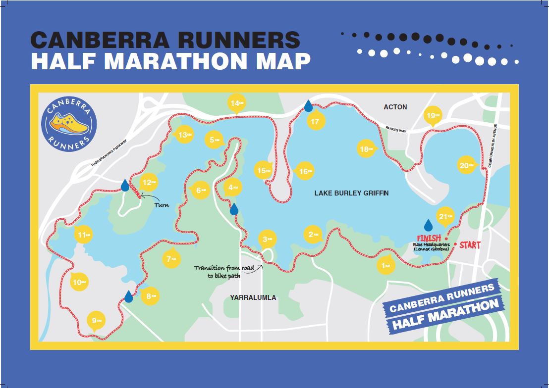 Canberra Runners Half Marathon map